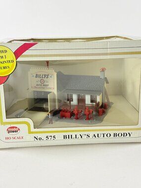 Billys Auto Body HO Scale Model Building No. 575 By Model Power Lighted